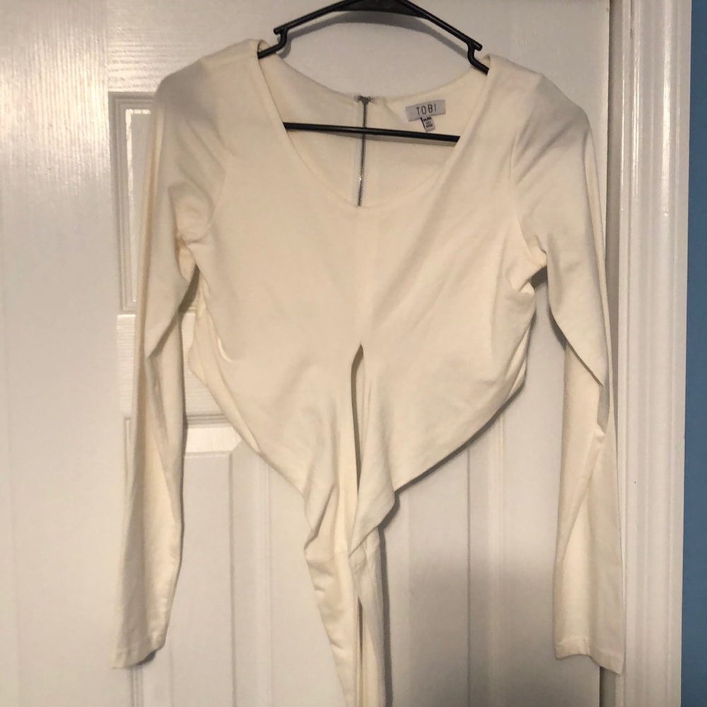 TOBI long sleeve crop top with wrap